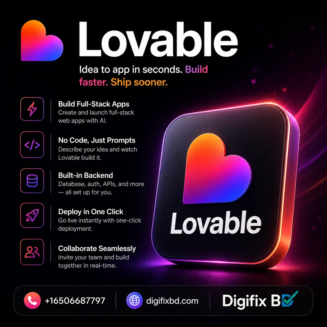 Lovable AI Subscription – ফুলস্ট্যাক ওয়েব অ্যাপ বিল্ডিং এআই সাবস্ক্রিপশন Subscription Plan