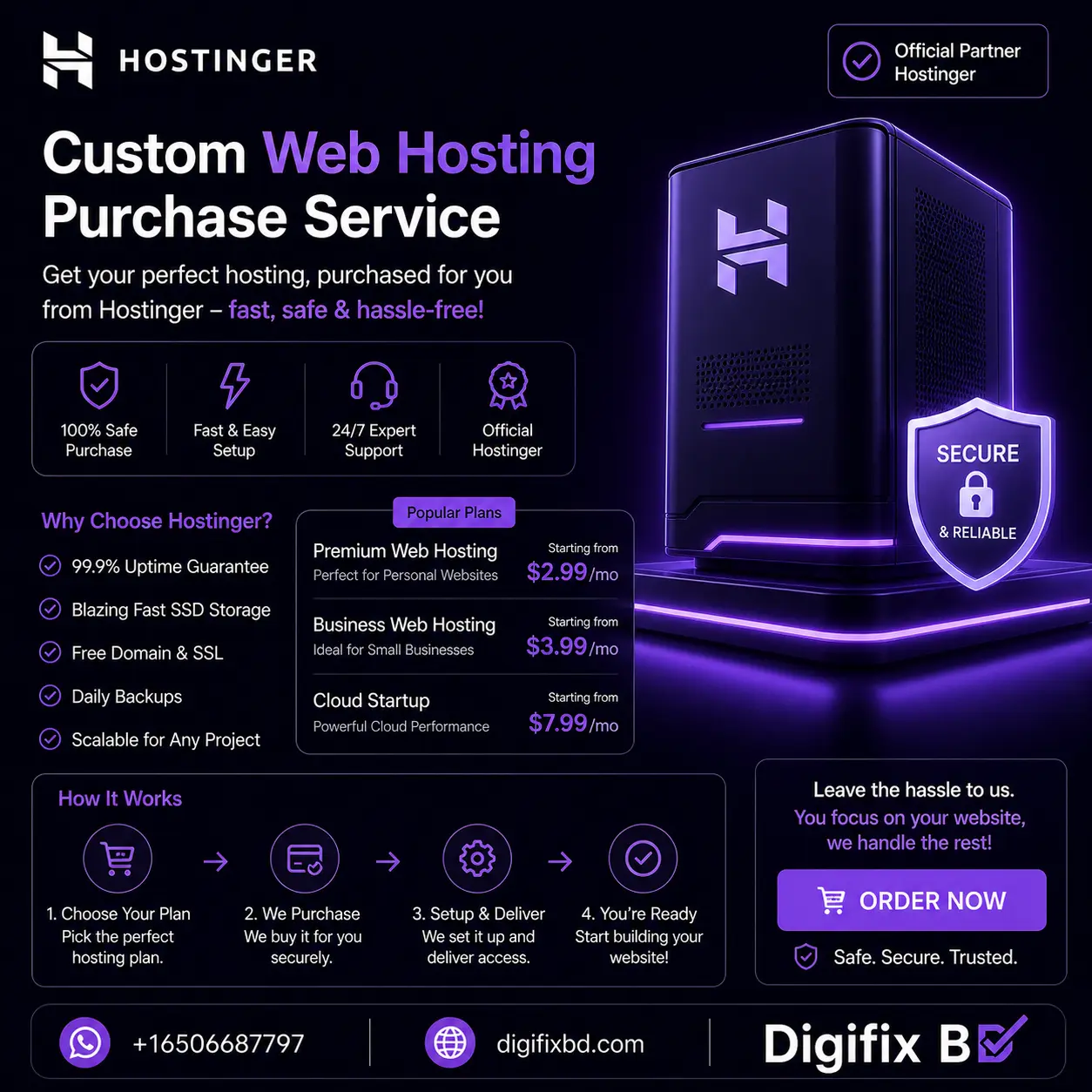 Custom Web Hosting Purchase Service – গ্লোবাল হোস্টিং পারচেজ ও ডিএনএস সেটআপ Subscription Plan
