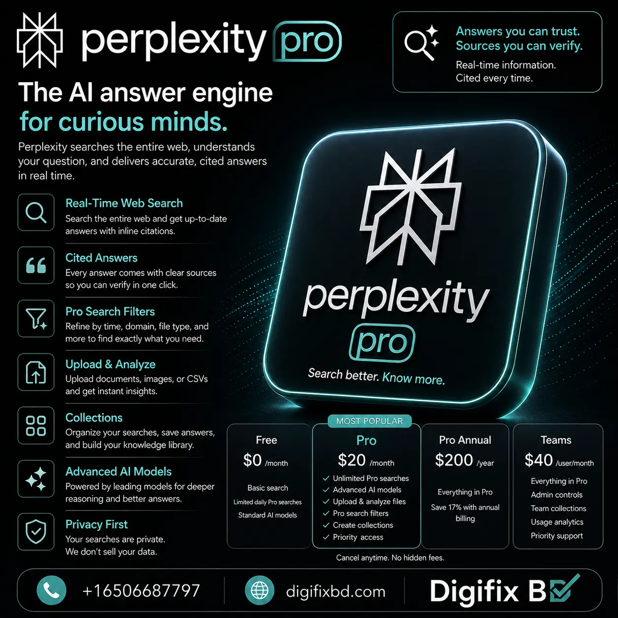 Perplexity Pro Subscription – অ্যাডভান্সড এআই সার্চ ইঞ্জিন ও রিসার্চ অ্যাসিস্ট্যান্ট Subscription Plan