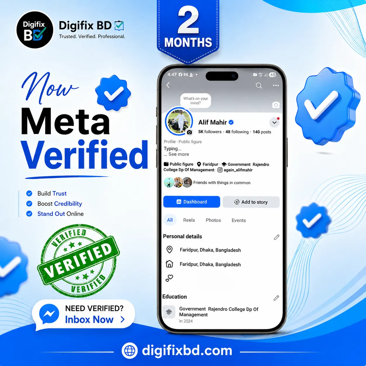 Meta Verified Profile Setup & Activation for Alif Mahir
