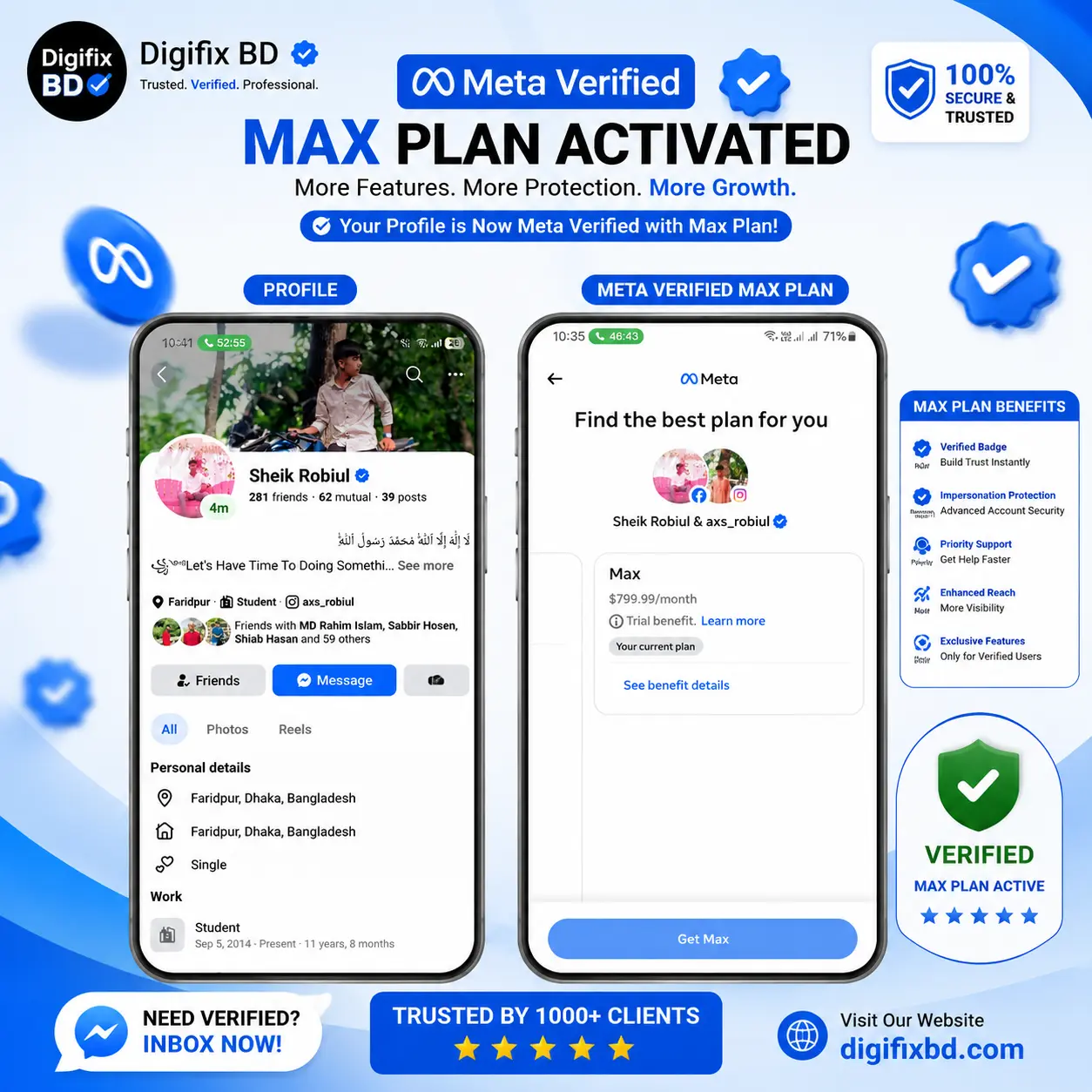 Dual Facebook & Instagram Meta Verified Suite for Sheik Robiul