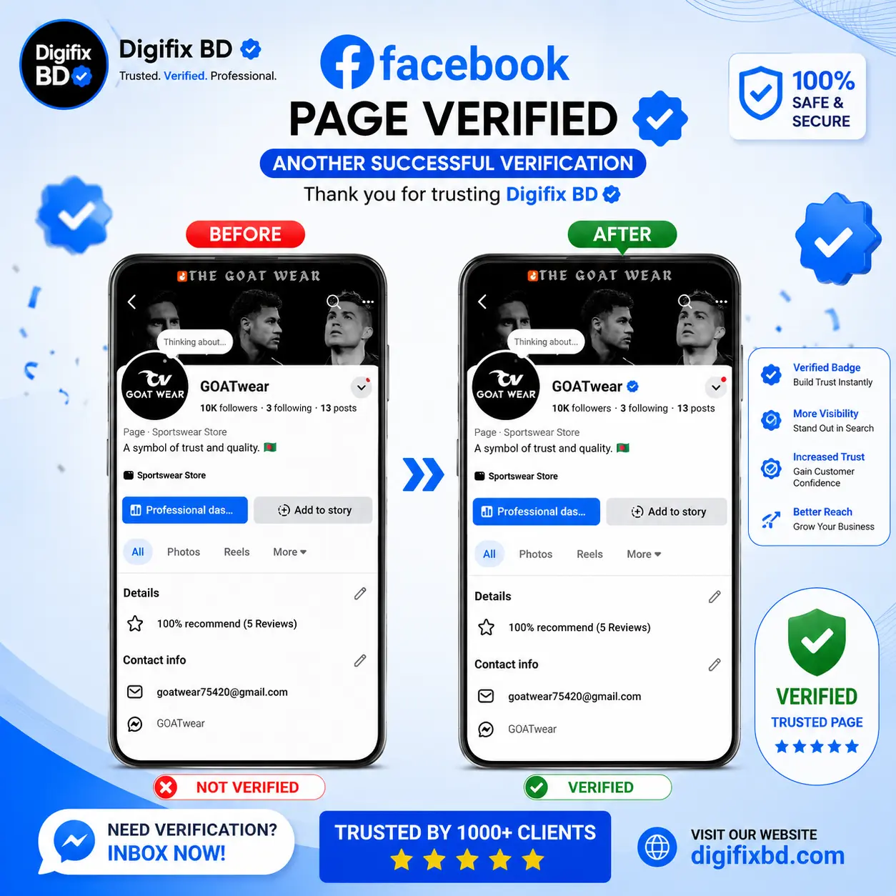 Meta Verified Business Page Verification for GOATwear