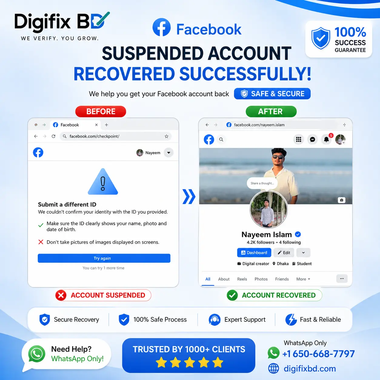 Suspended Facebook Account Reinstatement for Nayeem Islam