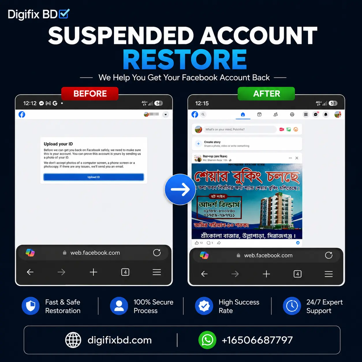 Enterprise Account Recovery for Restricted Facebook Profile