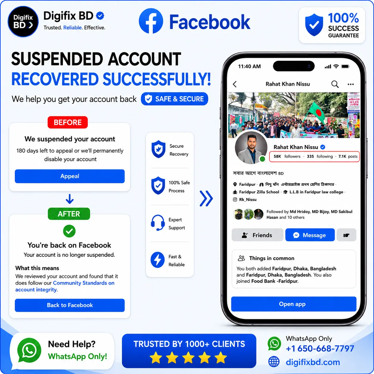 Suspended Facebook Account Overturn for Rahat Khan Nissu