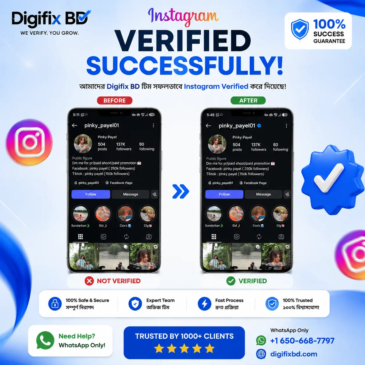 Instagram Creator Meta Verification & Blue Badge for Pinky Payel