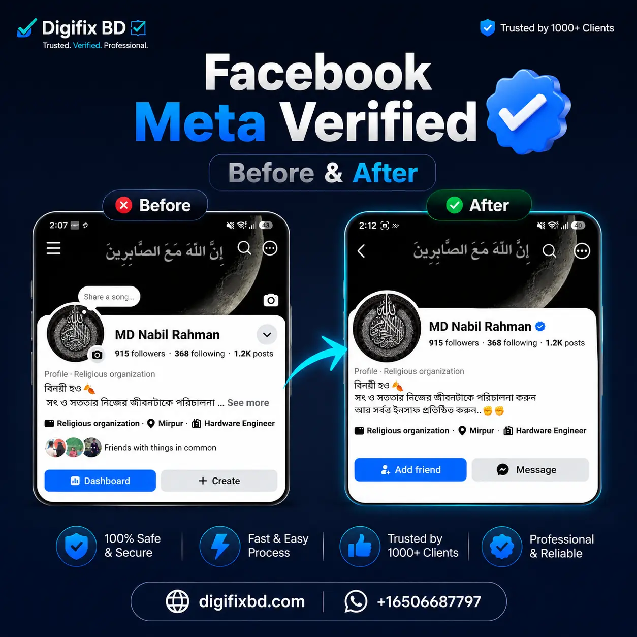Facebook Profile Meta Verified Activation for MD Nabil Rahman
