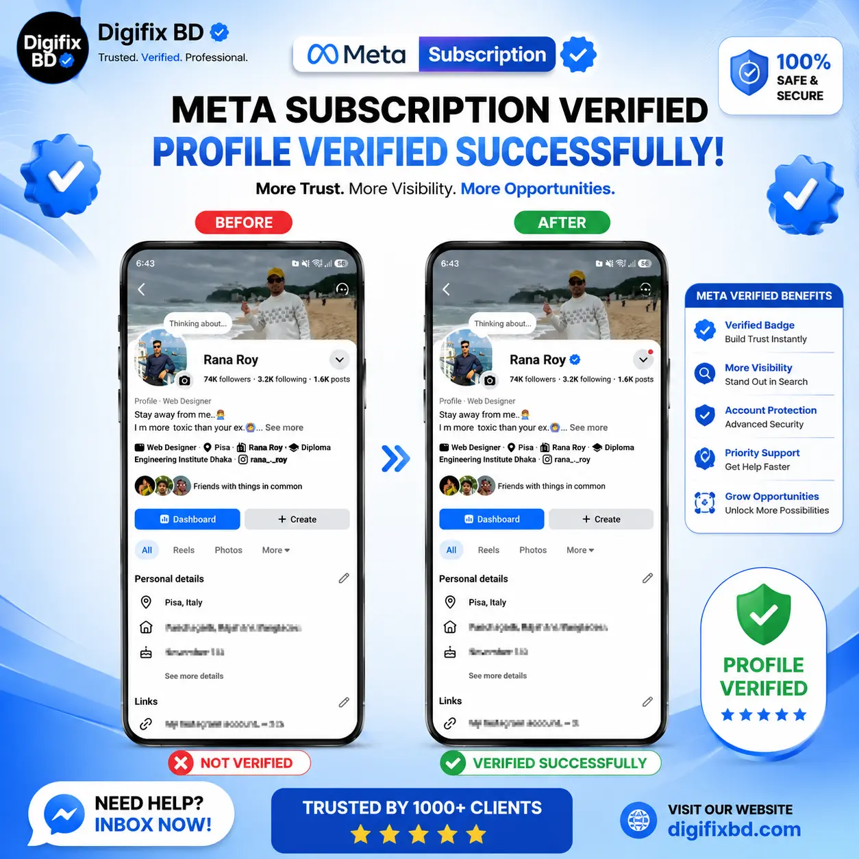 Official Meta Verified Blue Badge Setup for Rana Roy