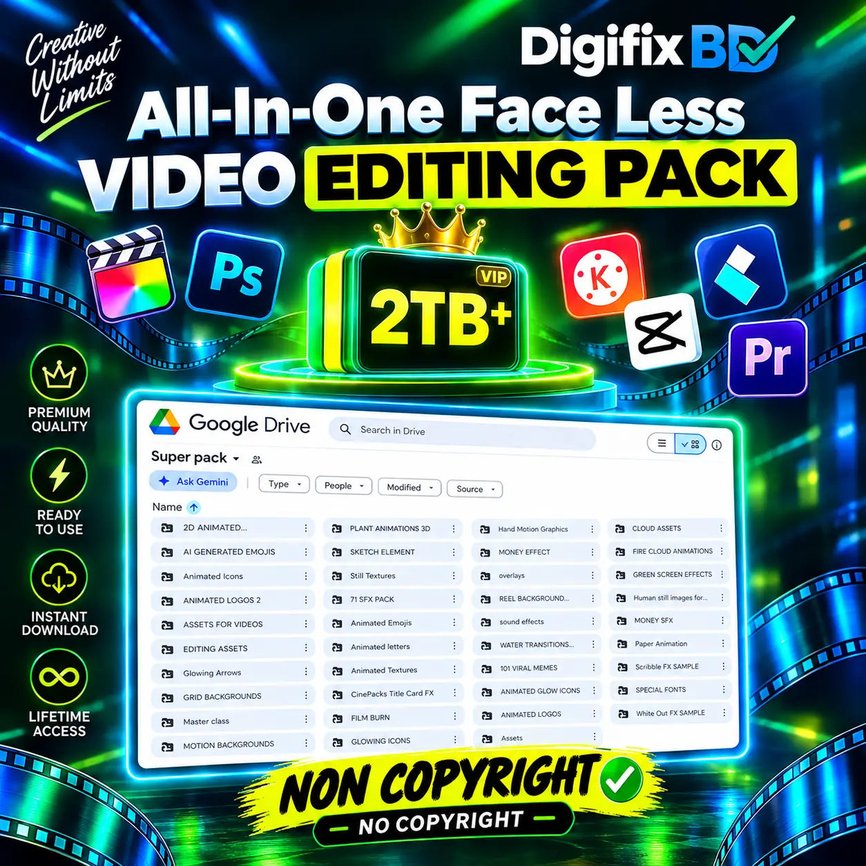 All-In-One Faceless Video Editing Pack (2TB+) – Premium Viral Editing Assets Subscription Plan