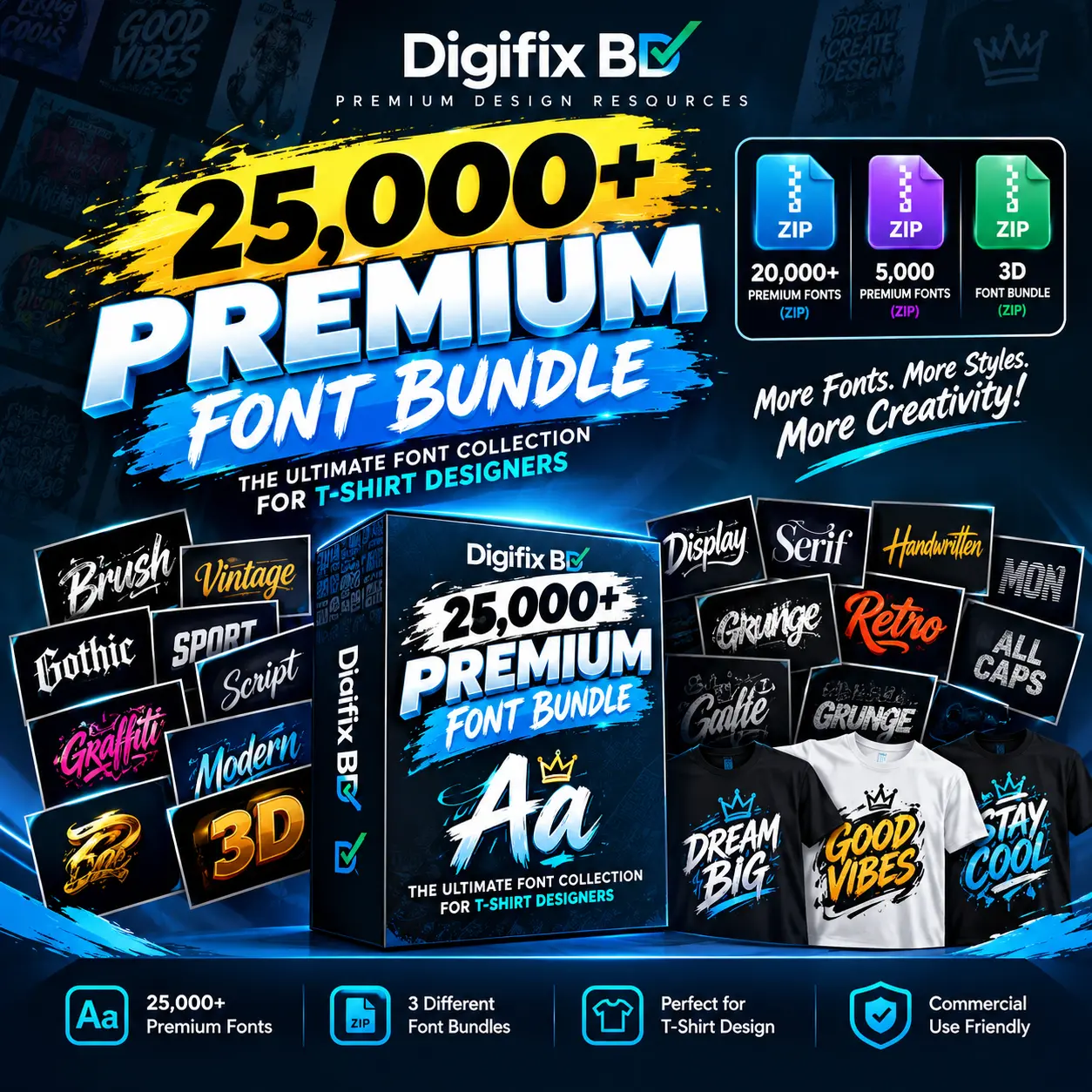 25,000+ Premium Font Bundle – Ultimate Font Collection for T-Shirt Designers & Graphic Creators Subscription Plan
